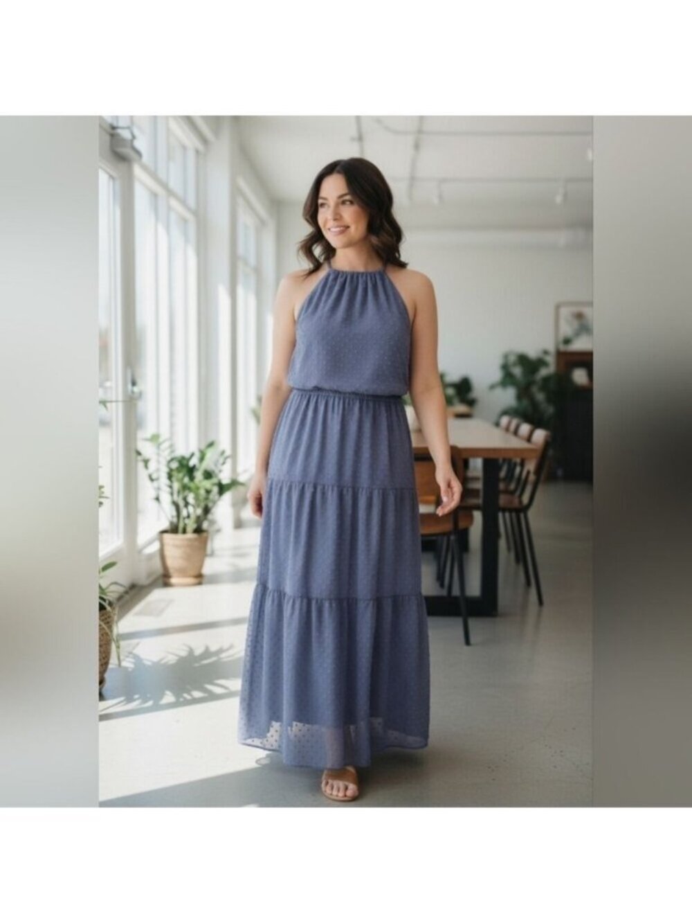 Boho chic! PrettyGarden Swiss Dot Halter Maxi Size XL